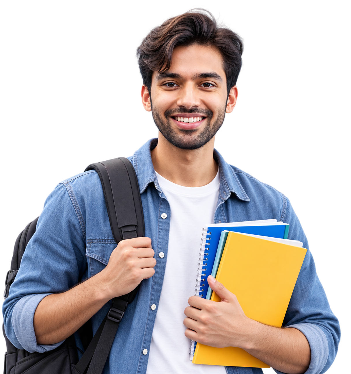 Smiling student holding a Bag and notebook